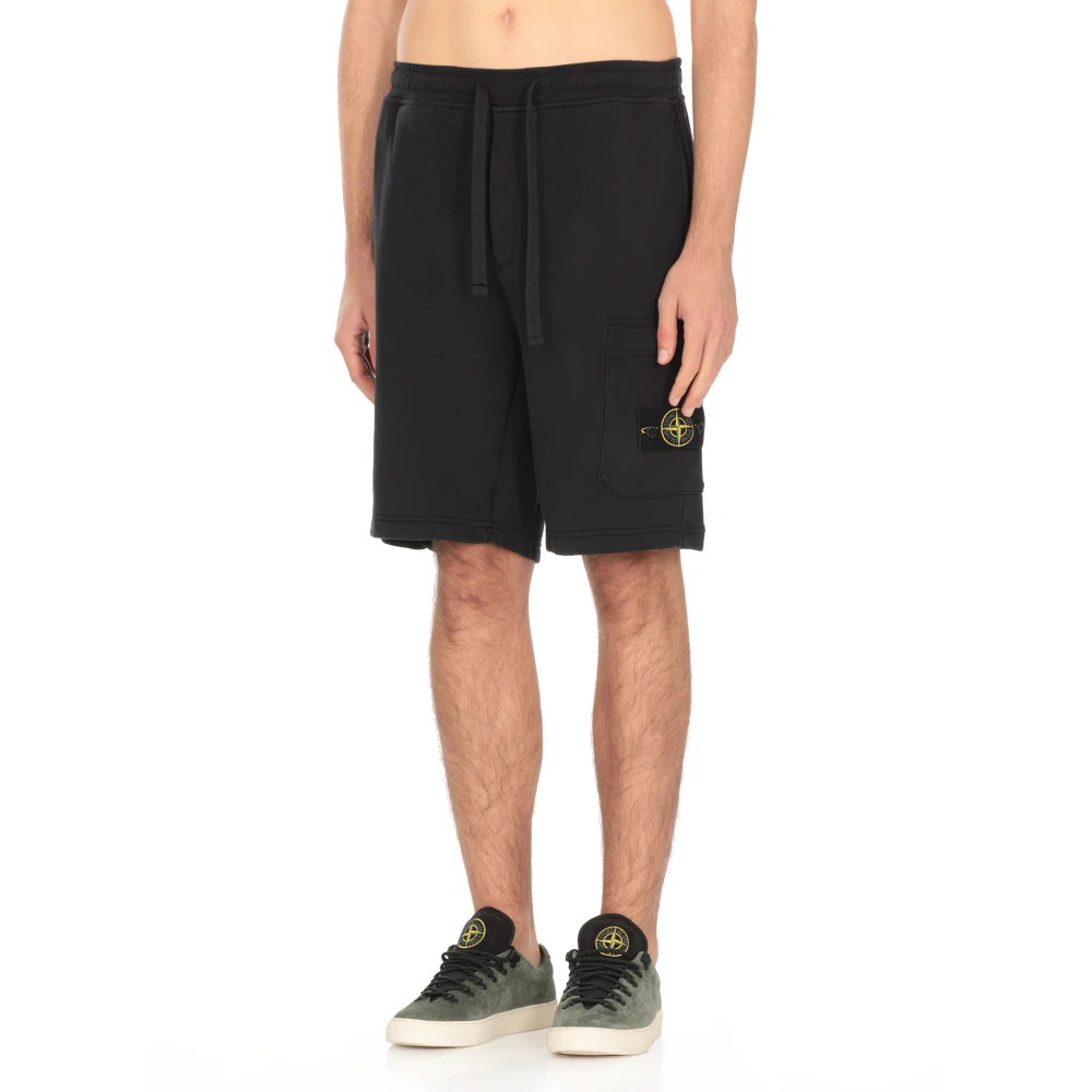 Stone Island Blauwe Bermuda Shorts van Katoen met Zakken Blue Heren