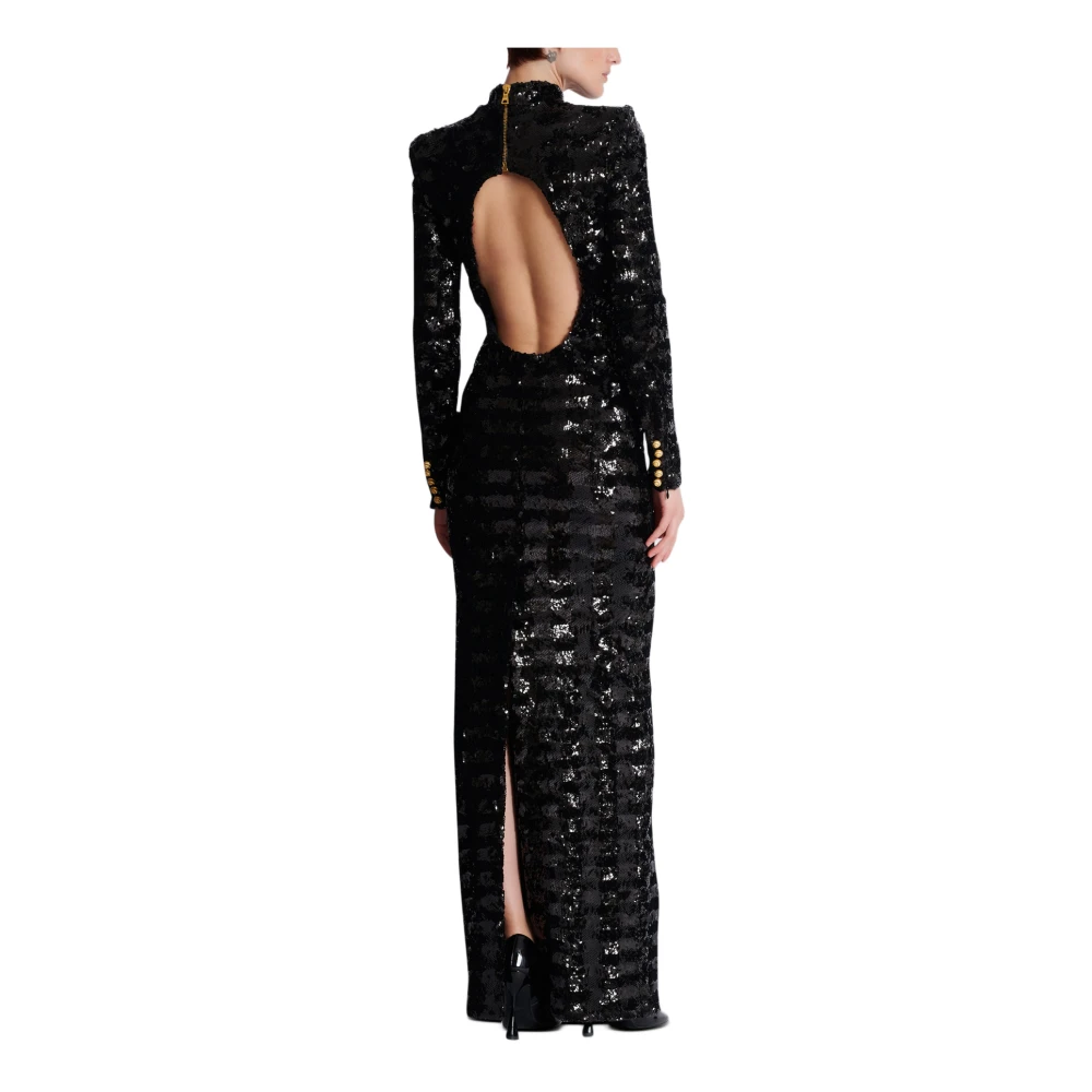 Balmain Lange paillettenjurk Black Dames