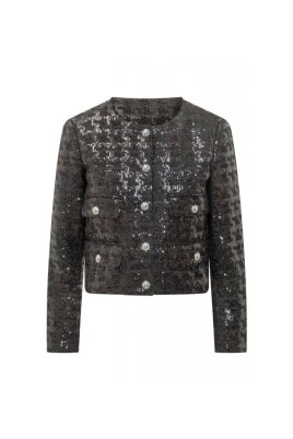 Paljettprydd tweed, croppad jacka