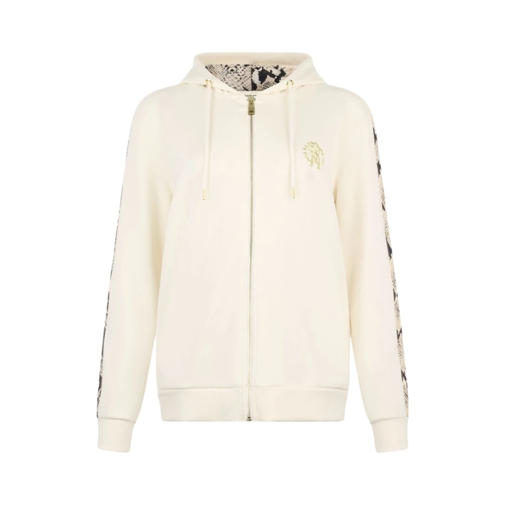 Roberto Cavalli Python Zip-Up Hoodie med Dragsko Beige, Dam