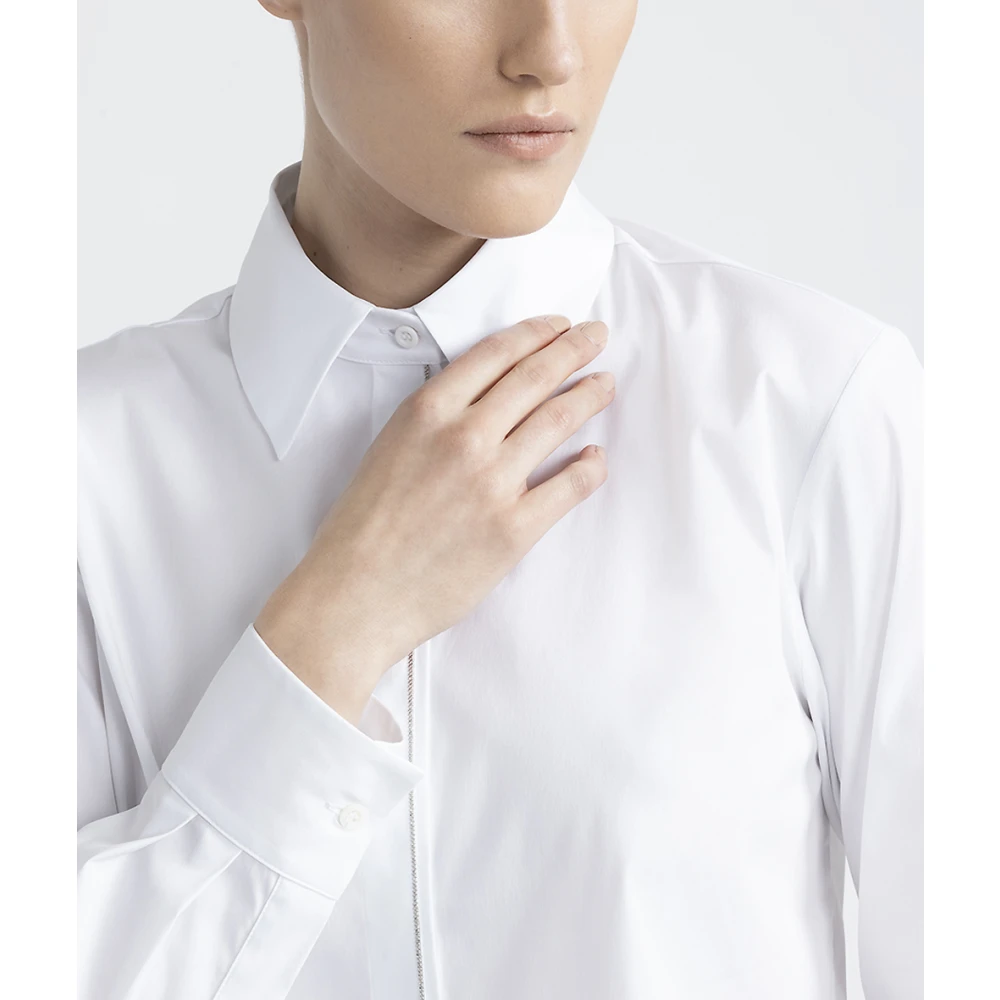 PESERICO Katoenen shirt met Punto Luce afwerking White Dames