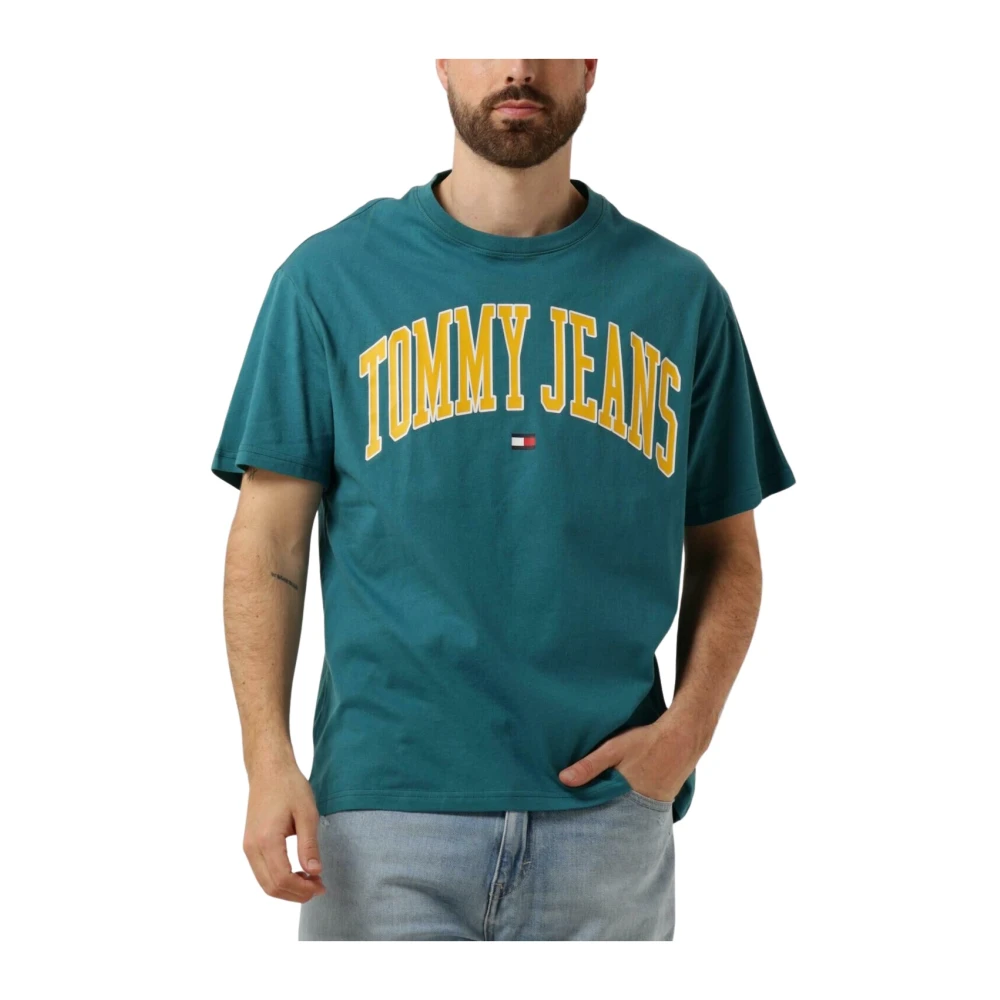 Tommy Jeans Heren Polo & T-shirts Reg Popcolor Varsity Tee Green Heren