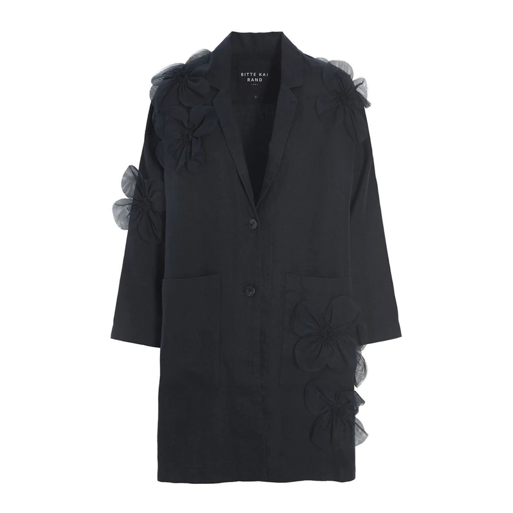 Bitte Kai Rand Lazy Linen Jas met Tule Bloemen Black Dames
