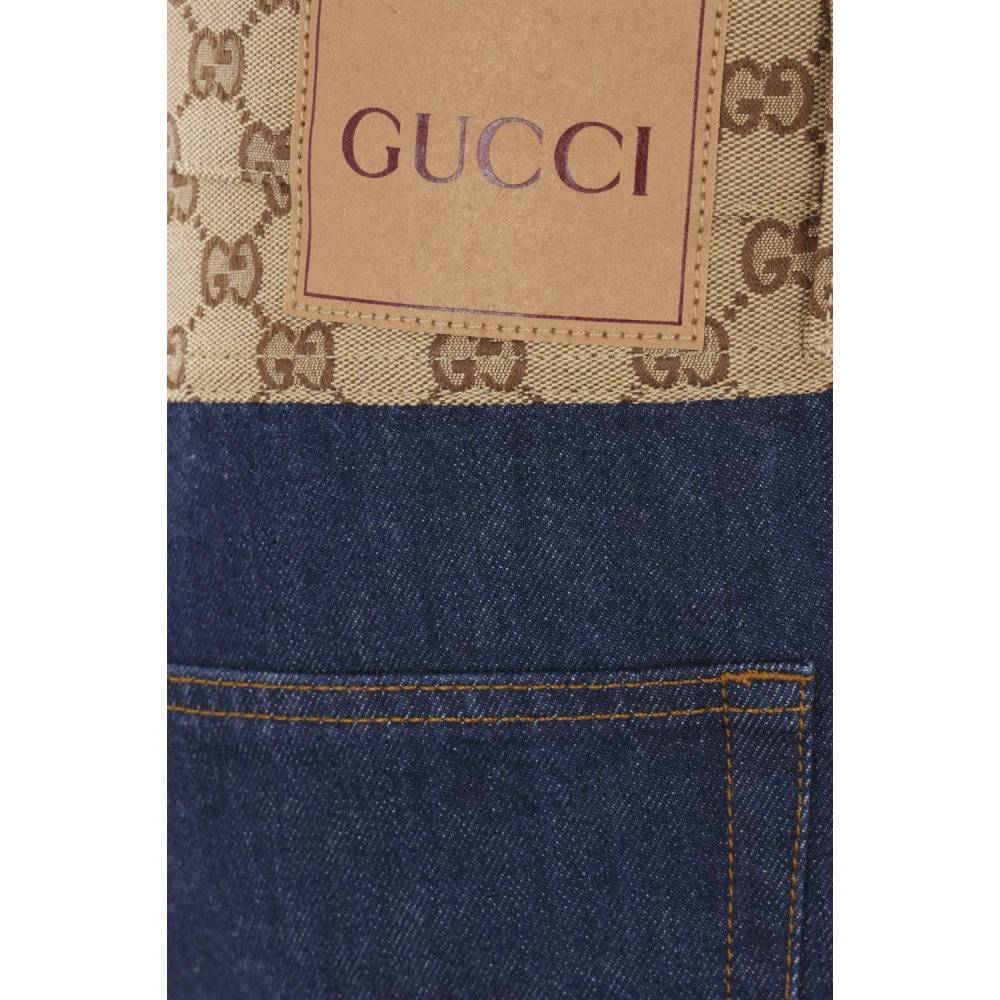 Gucci Blauwe Tapered Jeans met GG Inzet Blue Heren