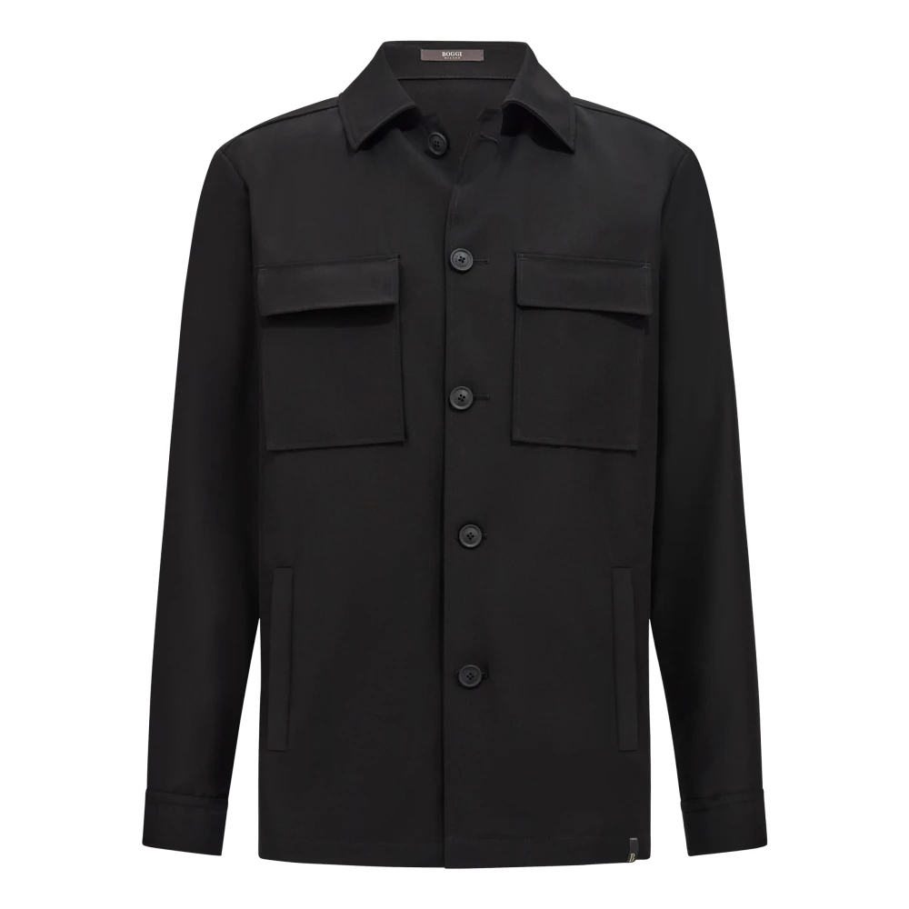 Boggi Milano Link Wol Shirt Jacket Black Heren