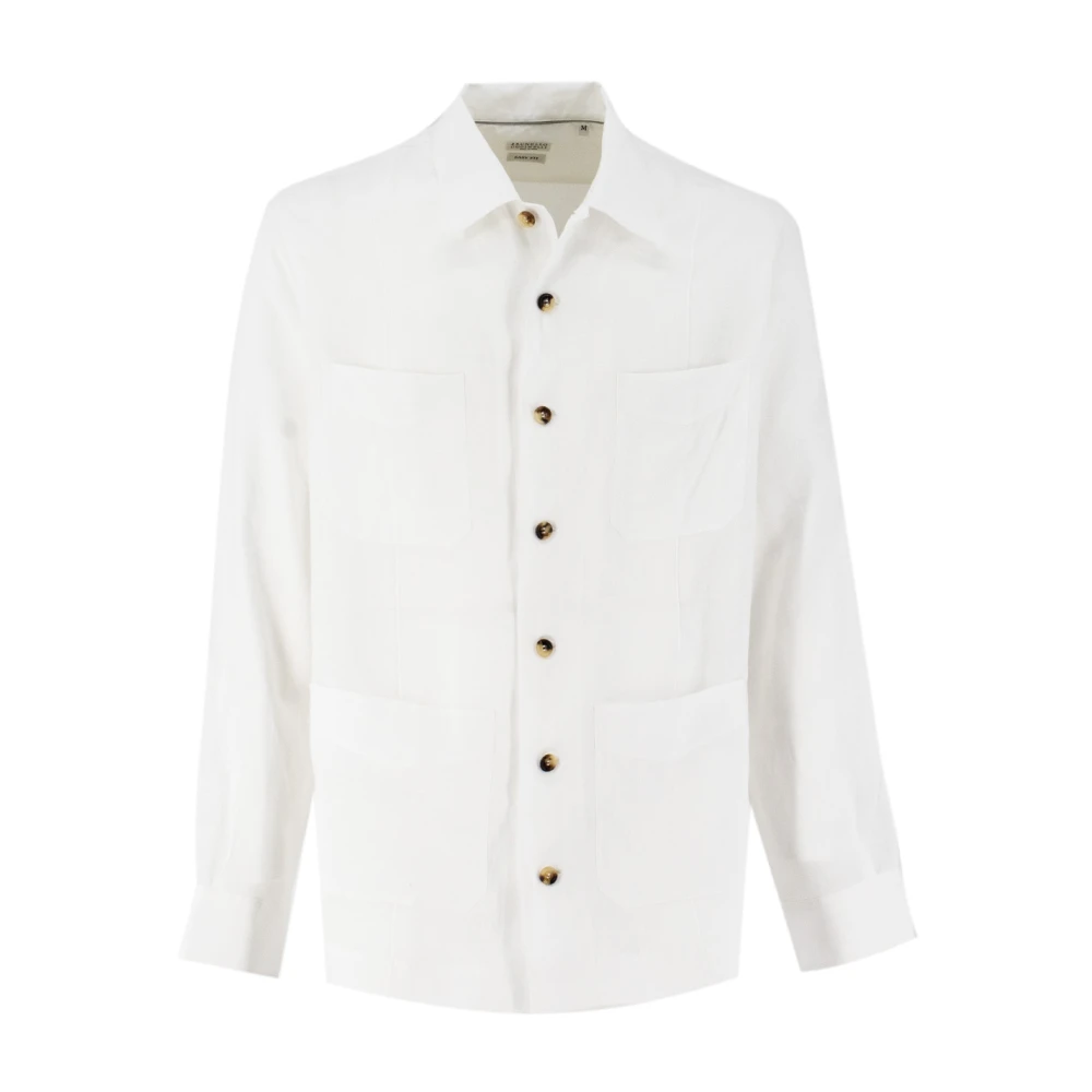 BRUNELLO CUCINELLI Linnen Overshirt met Brede Kraag White Heren