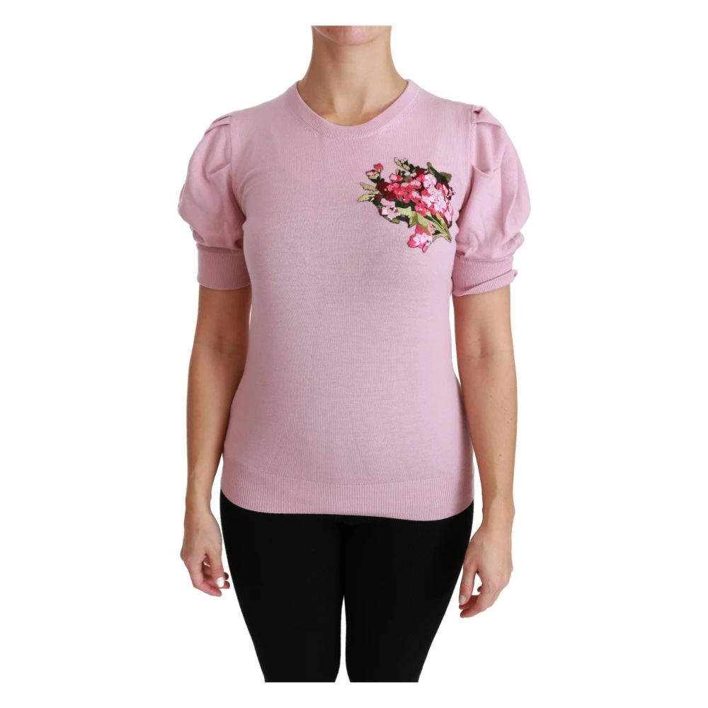 Dolce & Gabbana , T-Shirts, Female, Pink, Xl, Crewneck Short Sleeve Blouse