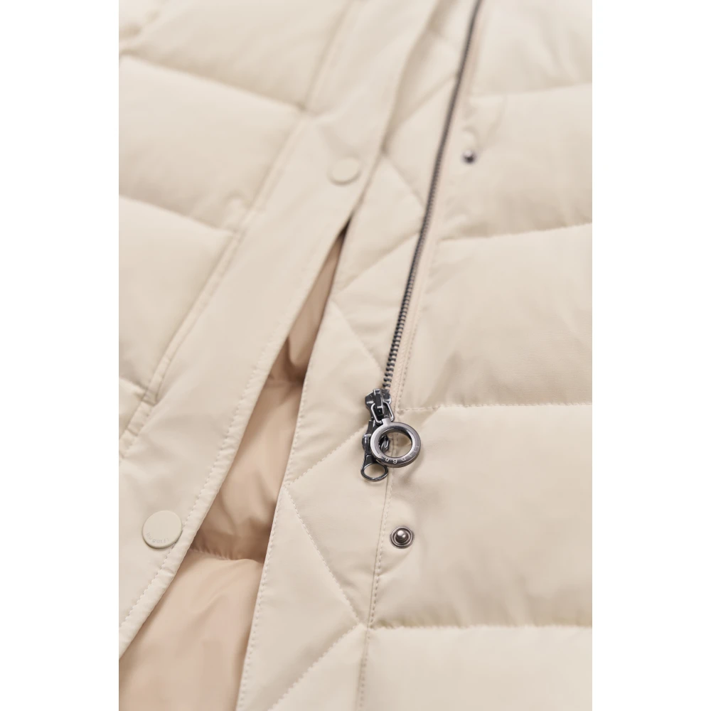 Bugatti Lange gewatteerde jas met afneembare capuchon Beige Dames