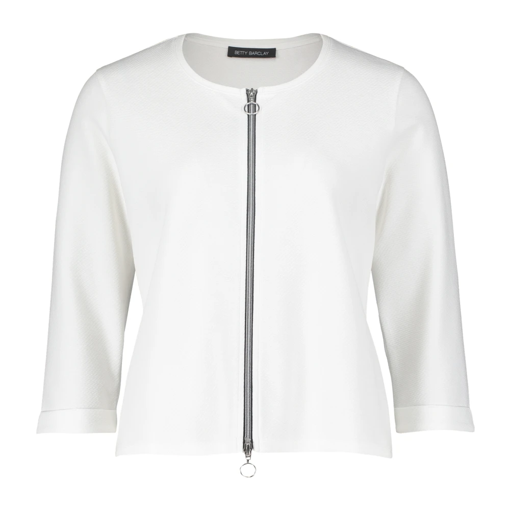 Betty Barclay Gestreepte ritssluitingsshirtjas White Dames