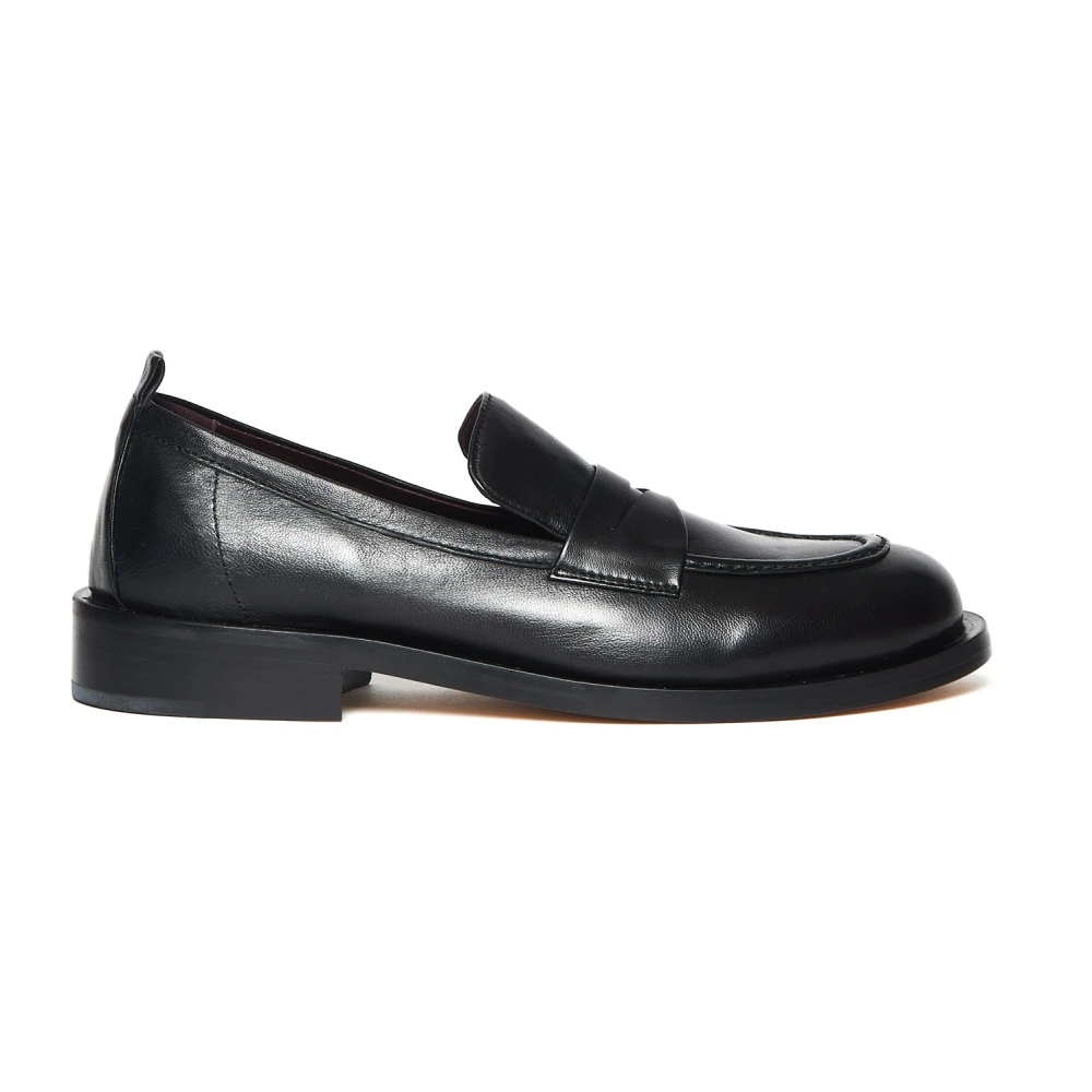 Pomme D'or Zwarte leren mocassin schoen Black Dames