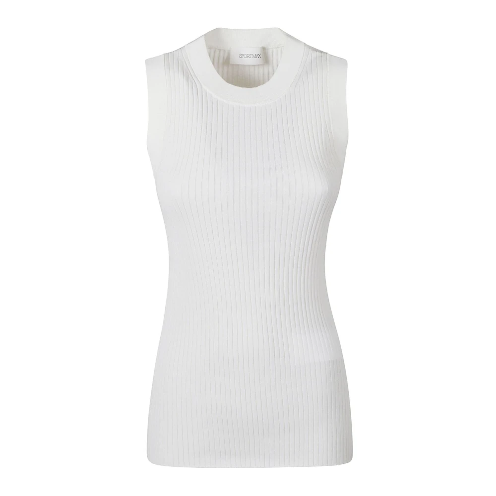 SPORTMAX Katoenen Gebreide Top White Dames