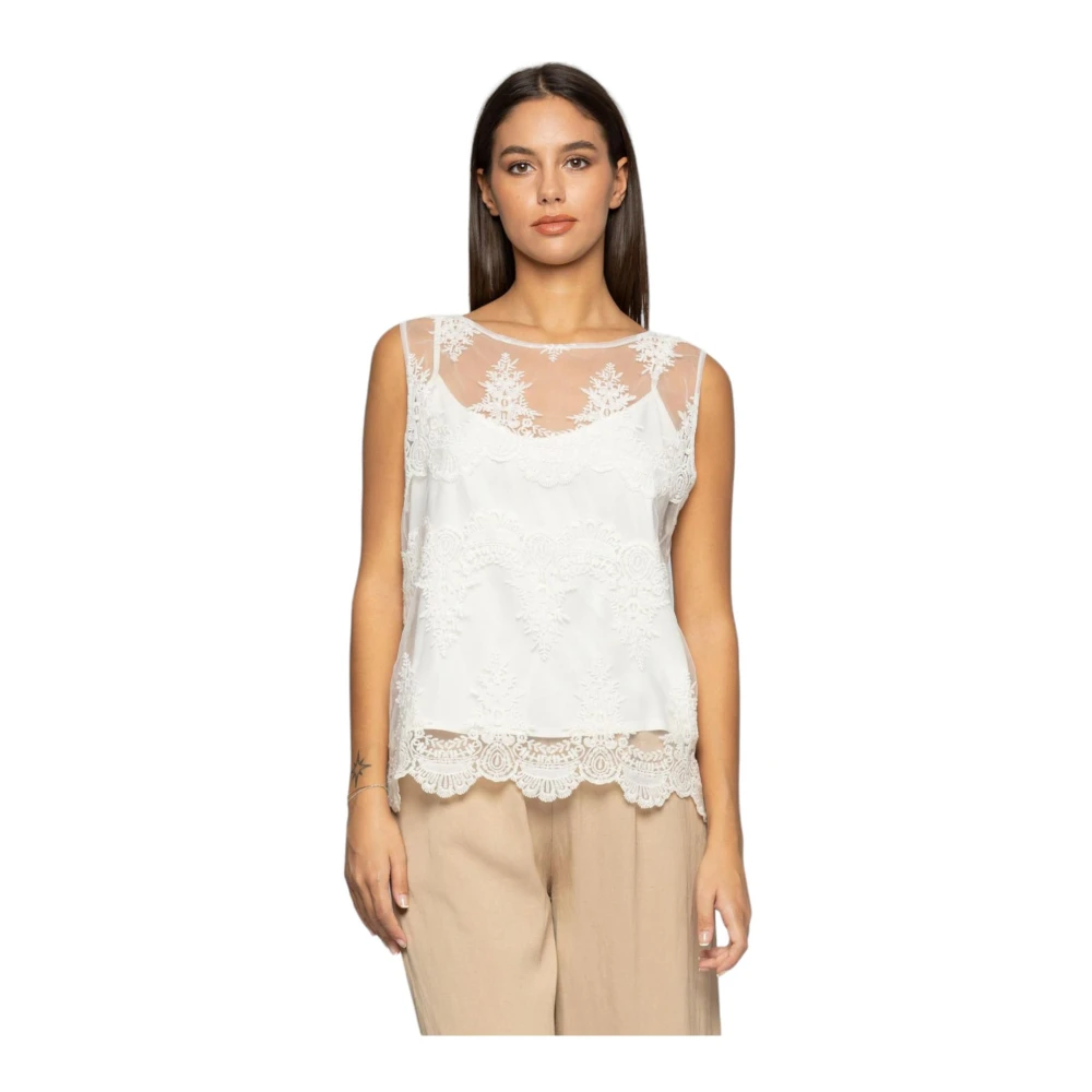 Kocca Korte Mouw Blouse White Dames