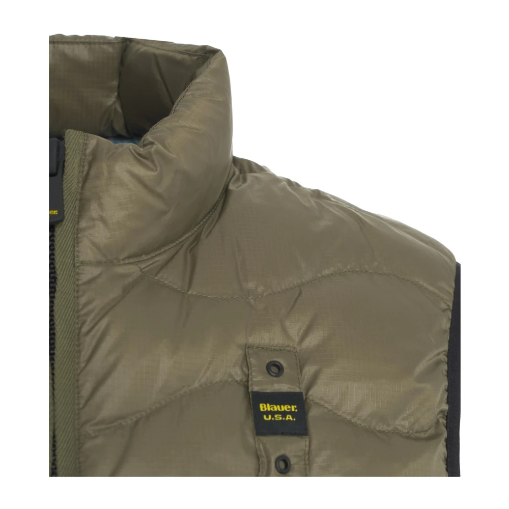 Blauer Gewatteerd Groen Vest met Hoge Kraag Green Heren