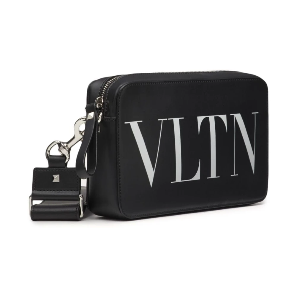 Valentino Garavani Logo Print Schoudertas Zilver Hardware Black Heren