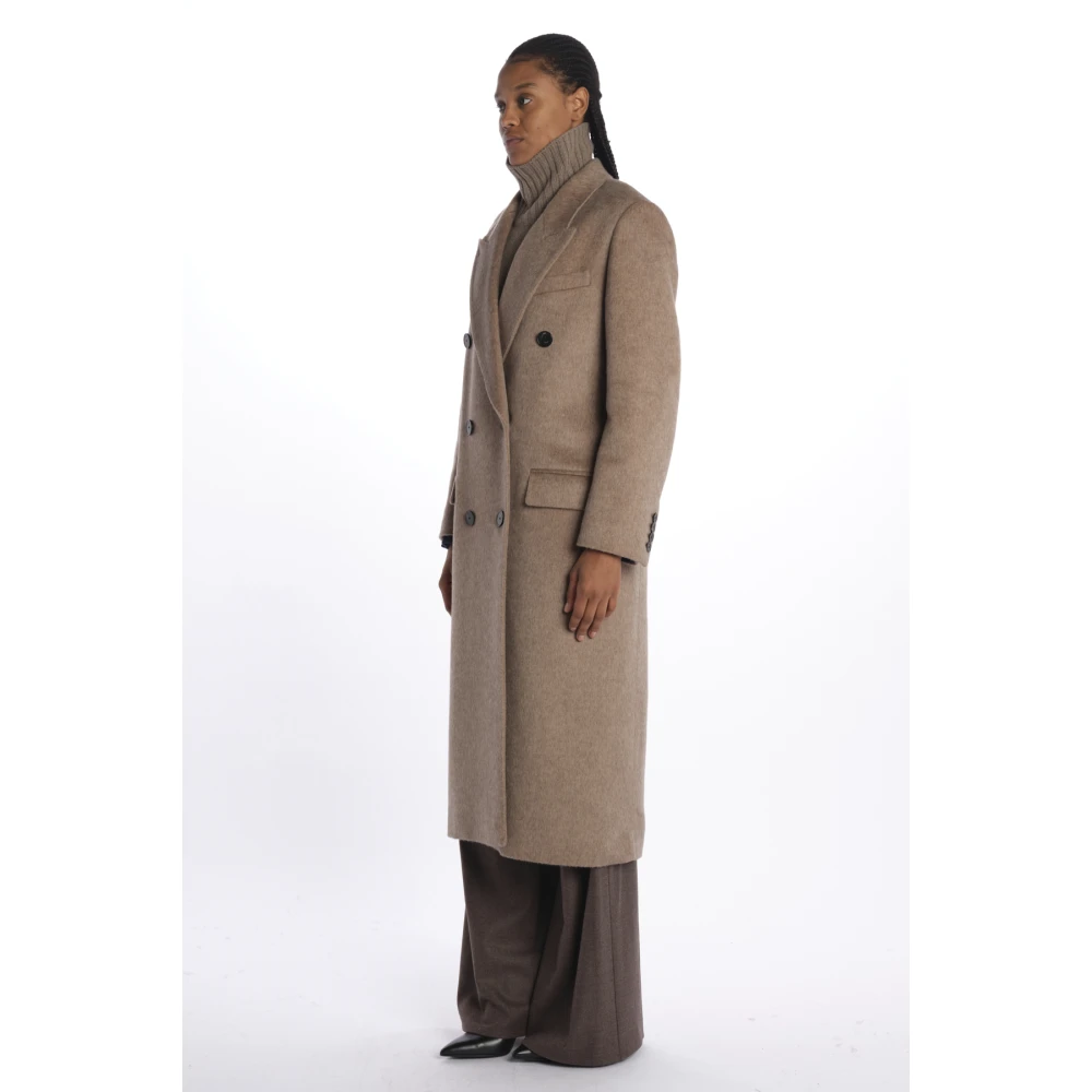 joseph Lilas Dubbel Breasted Yak Jas Brown Dames