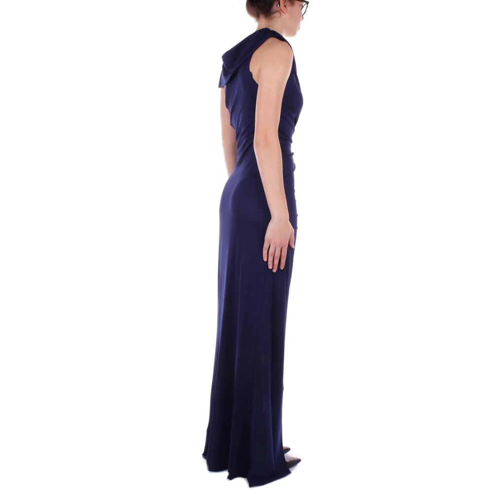 Elisabetta Franchi Blauwe Red Carpet Jurk met Ornament Blue Dames