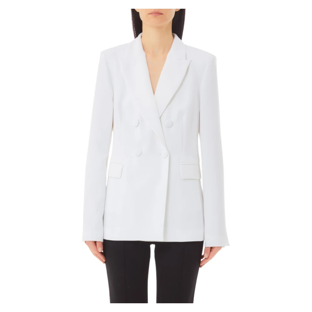 Liu Jo Dubbelborstige witte jas met revers White Dames