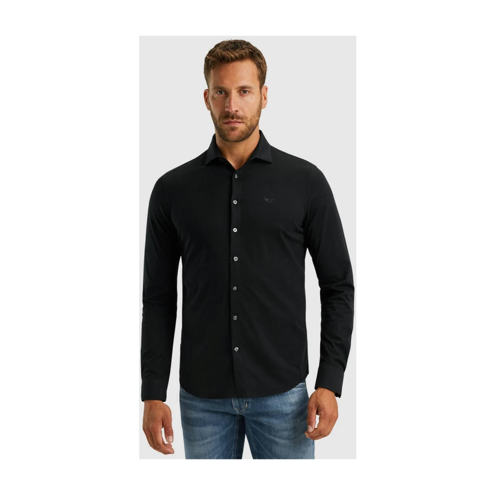 PME Legend Satin Jersey Lange Mouw Shirt Black Heren