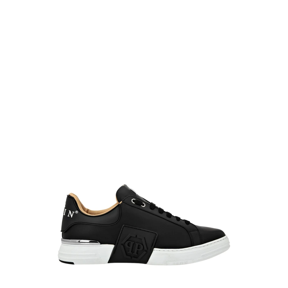 Philipp Plein Men's Black Sneakers, 11 Uk, Lo-Top Leather Trainers