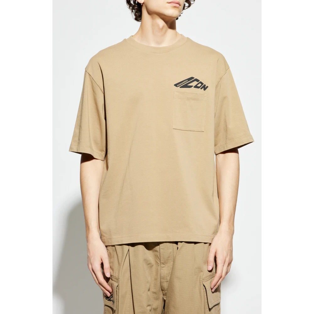 Dsquared2 T-shirt met logo Beige Heren