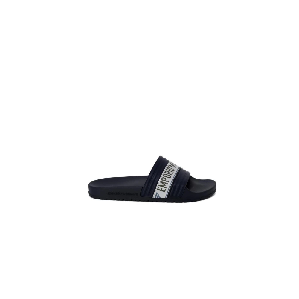 Emporio Armani Men's Blue Sliders,, Printed Slippers Size 7 Uk