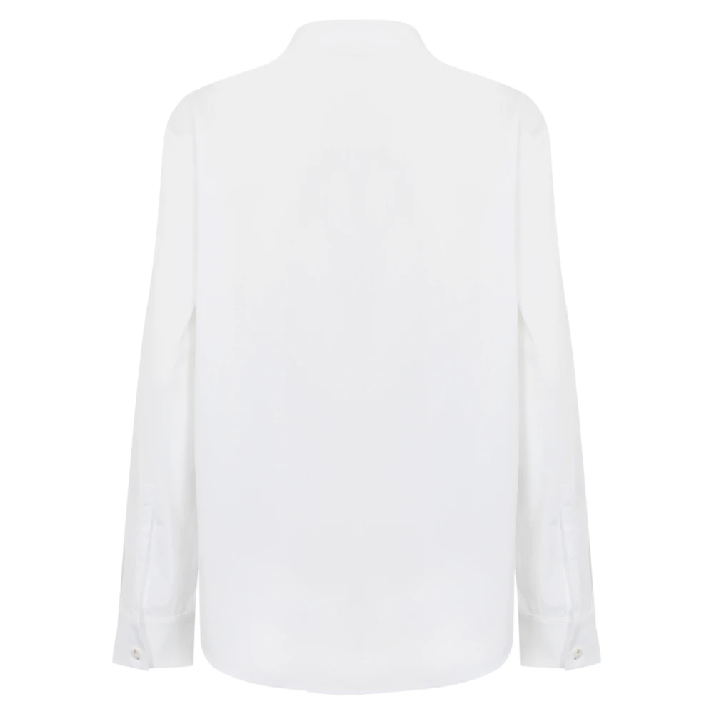 Max Mara Witte Katoenen Overhemd Klassiek Lange Mouw White Dames