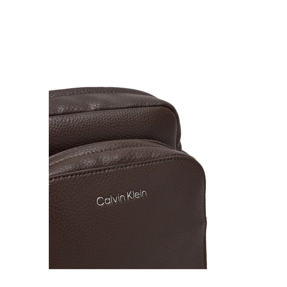 Calvin Klein PU leren schoudertas Bruin Brown Heren
