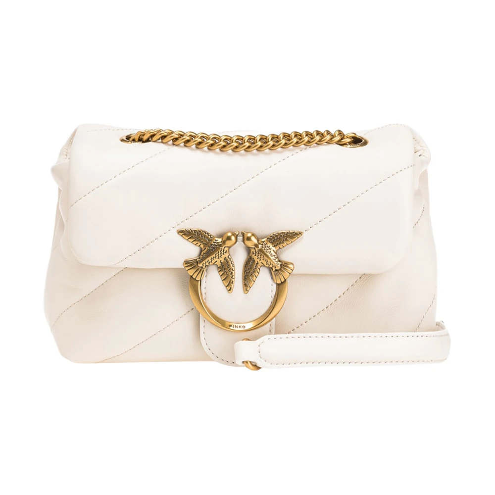 Pinko Vrouw Beige Tassen Dames, One Size, Leer, Gewatteerde Leren Handtas Love Birds