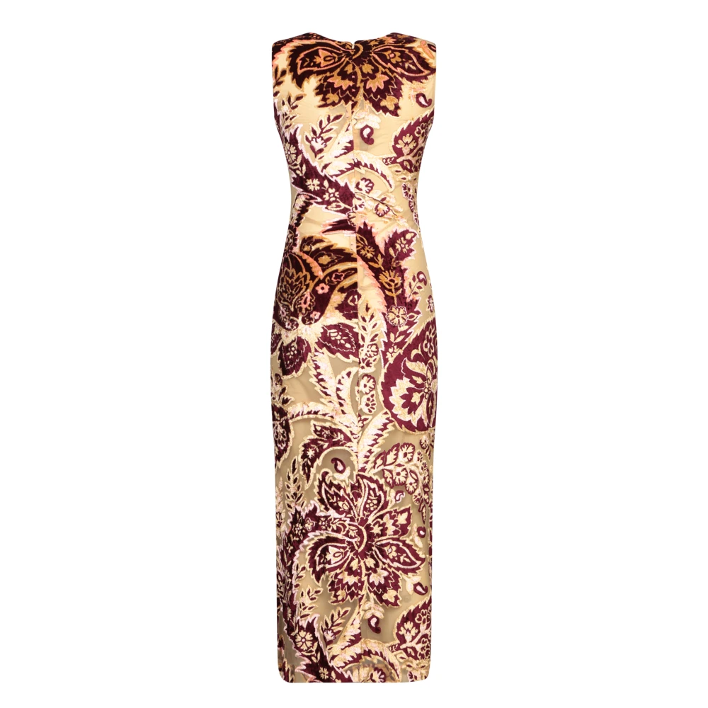 ETRO Velvet Tattoo Mouwloze Jurk Red Dames