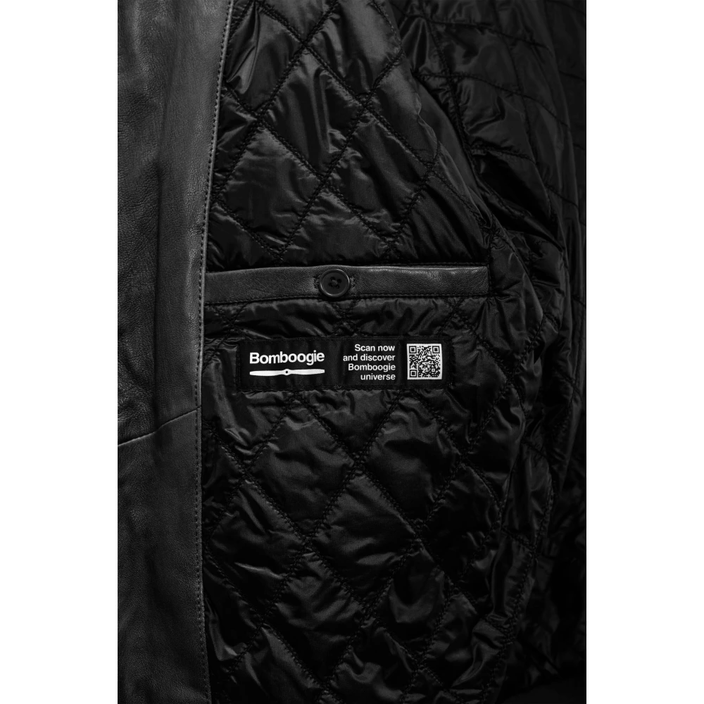 BomBoogie Nappa Aviator Bomber Jacket Black Heren
