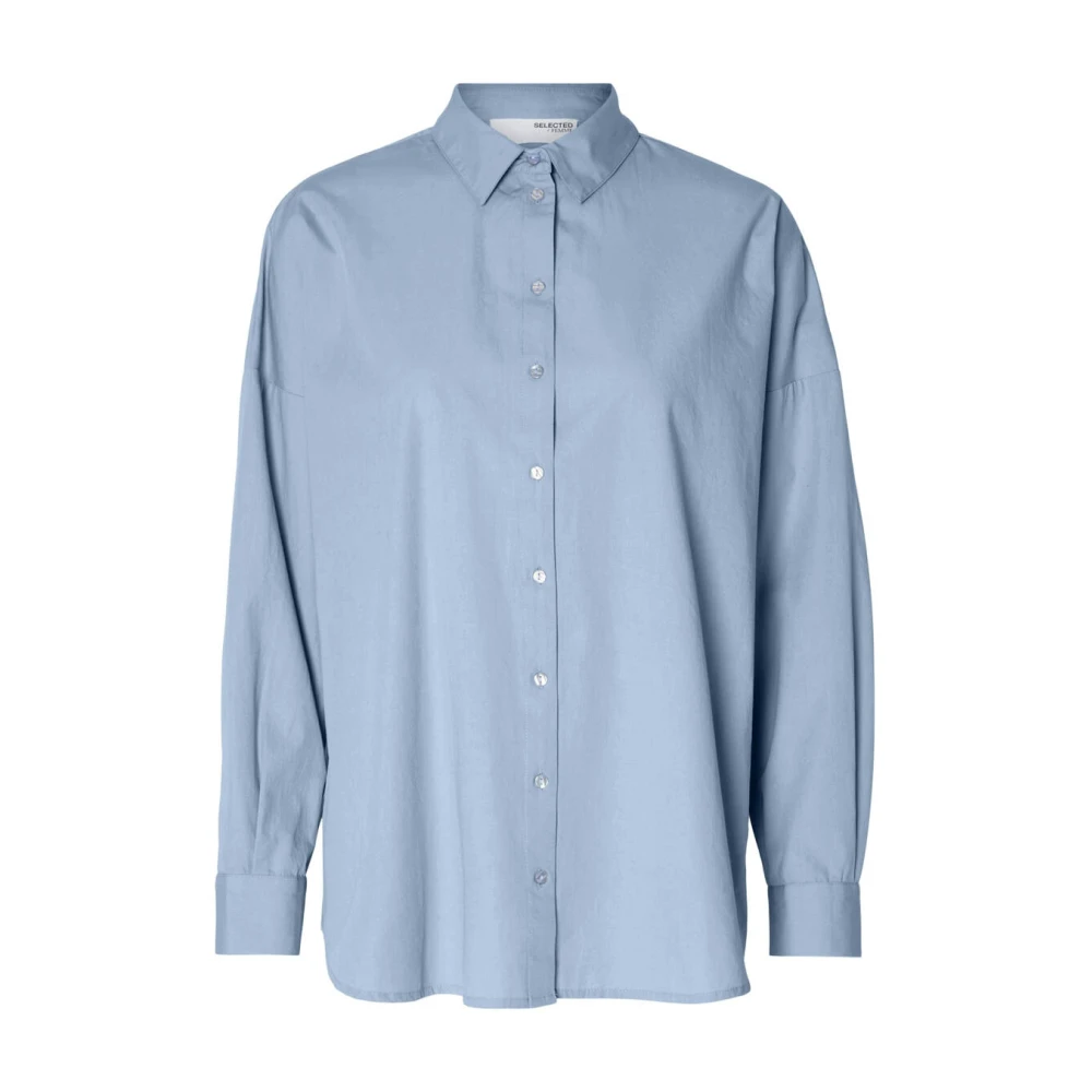 Selected Femme Oversized Katoenen Overhemd Blue Dames