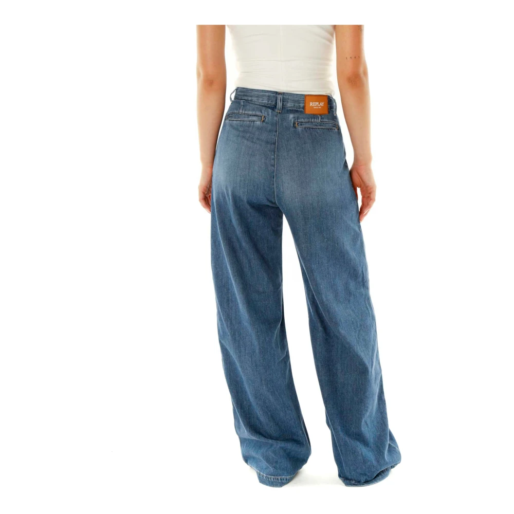 Replay High Waist Relaxed Fit Jeans Blue Dames