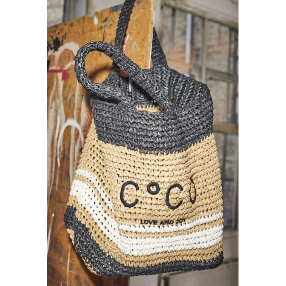 Co'Couture Handgeweven Stro Shopper Tas Beige Dames