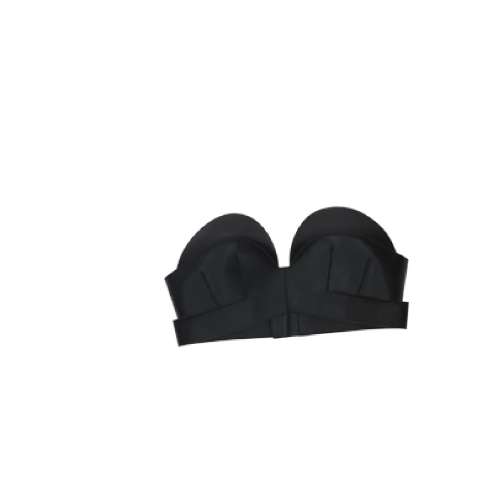 Givenchy Zwarte leren gekruiste top met volumineuze cups en rugsluiting Black Dames