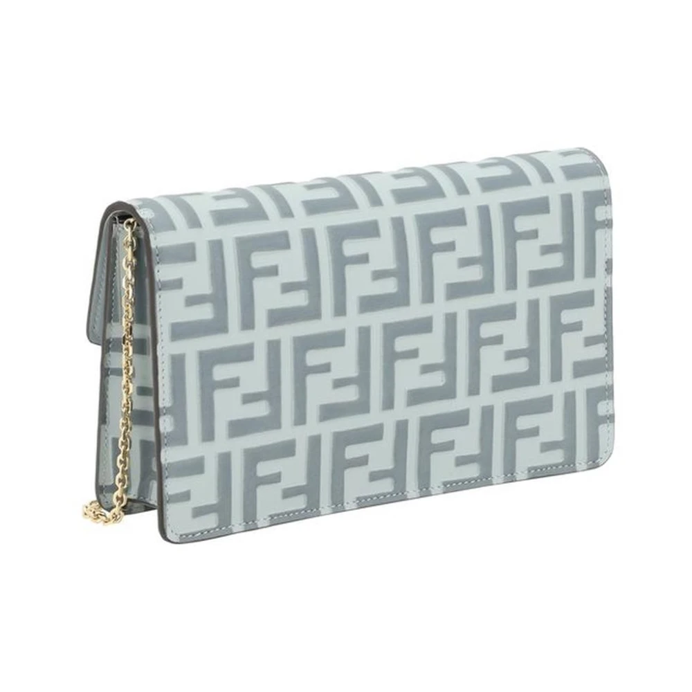 Fendi Diamanten Leren Clutch met Flap Blue Dames