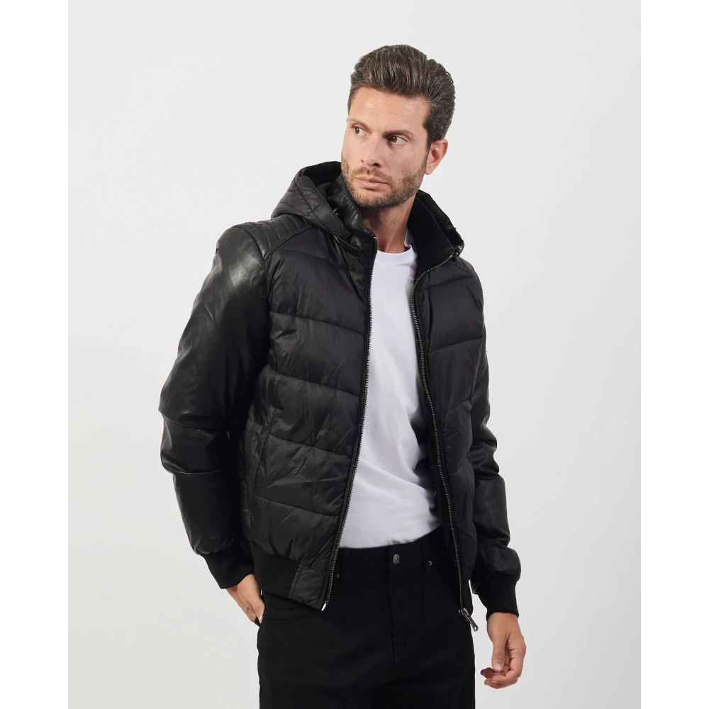 YES ZEE Gewatteerde bomberjack met capuchon Black Heren