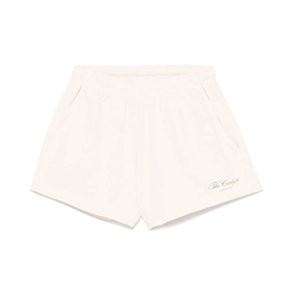 Sporty & Rich Beige Elastische Taille Sportieve Shorts White Dames