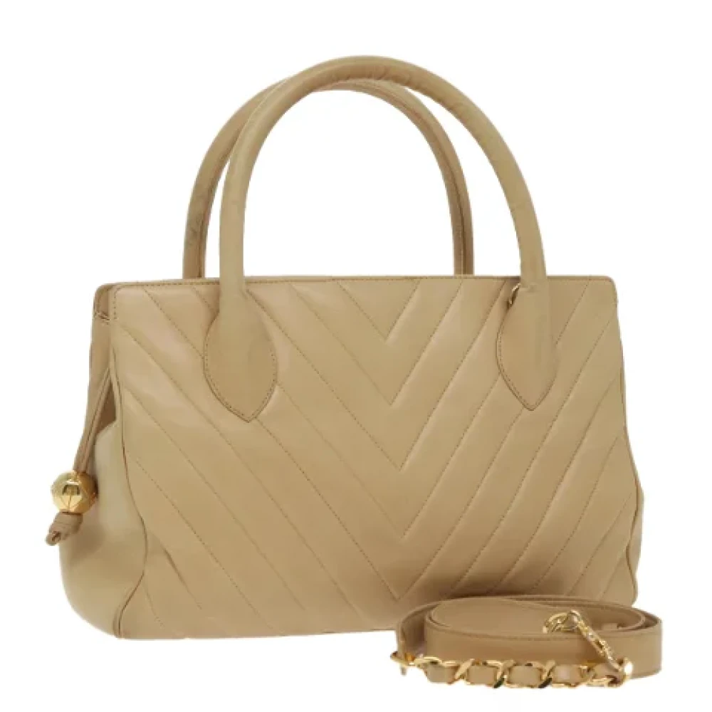 Chanel Vintage Pre-owned Leather chanel-bags Beige Dames