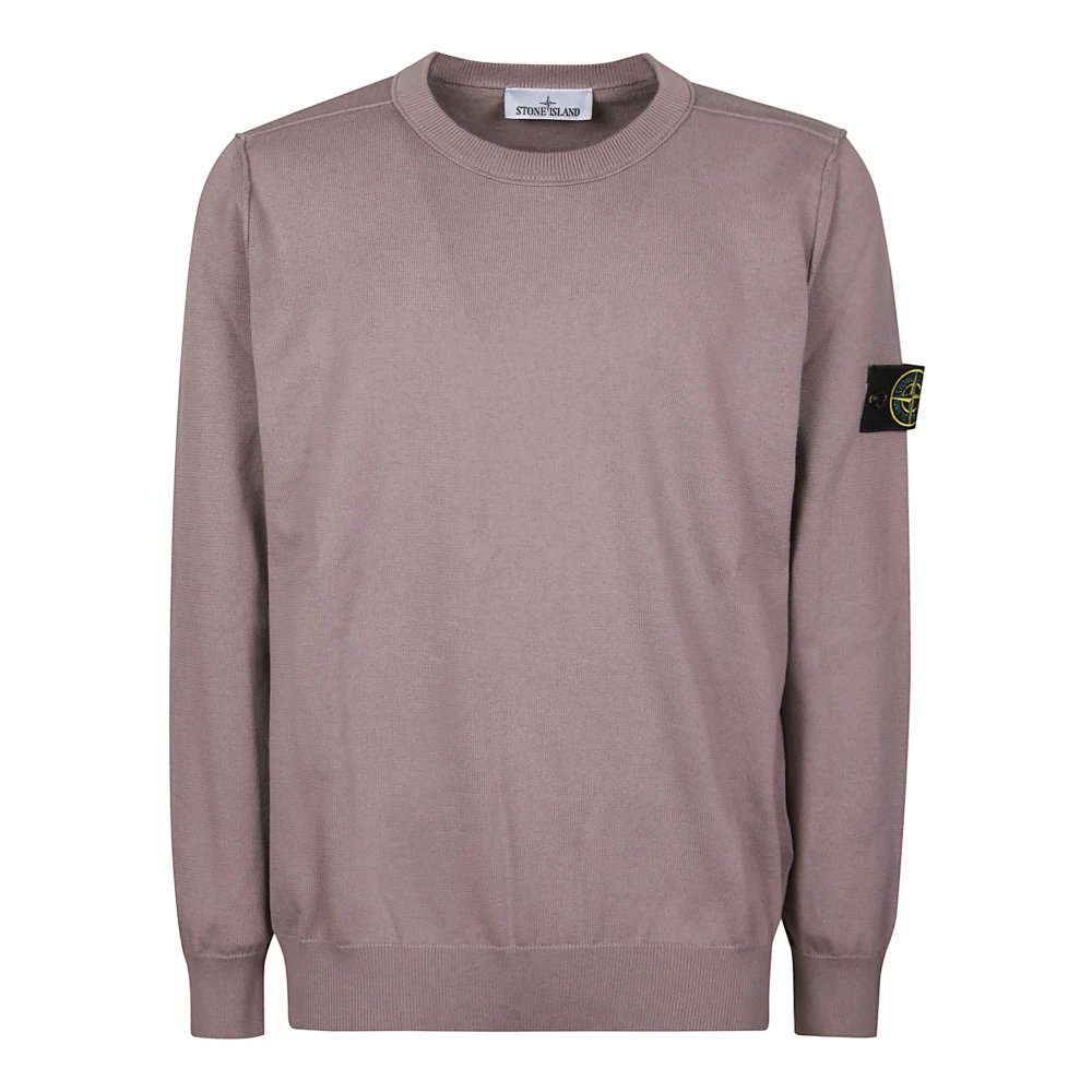 Stone Island, Round-neck Knitwear, male, Purple, Size: XL Soft Cotton Crewneck Sweater