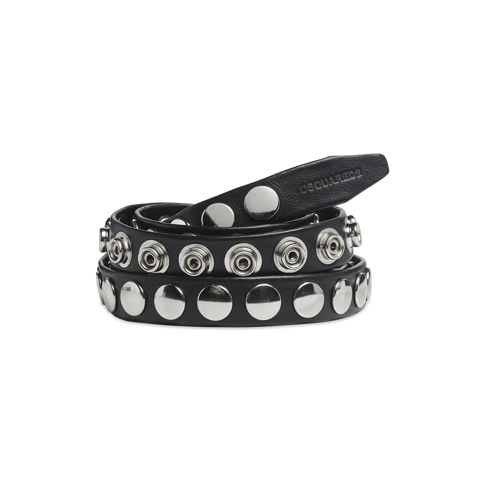 Dsquared2 Zwarte Leren Riem met Logo Black Heren