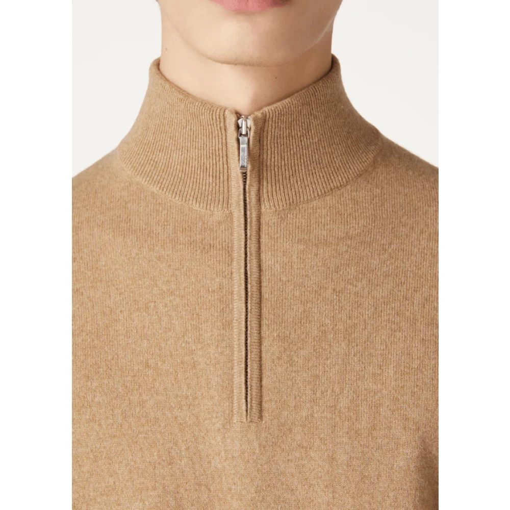 Loro Piana Bruine Half-Zip Sweater Brown Heren