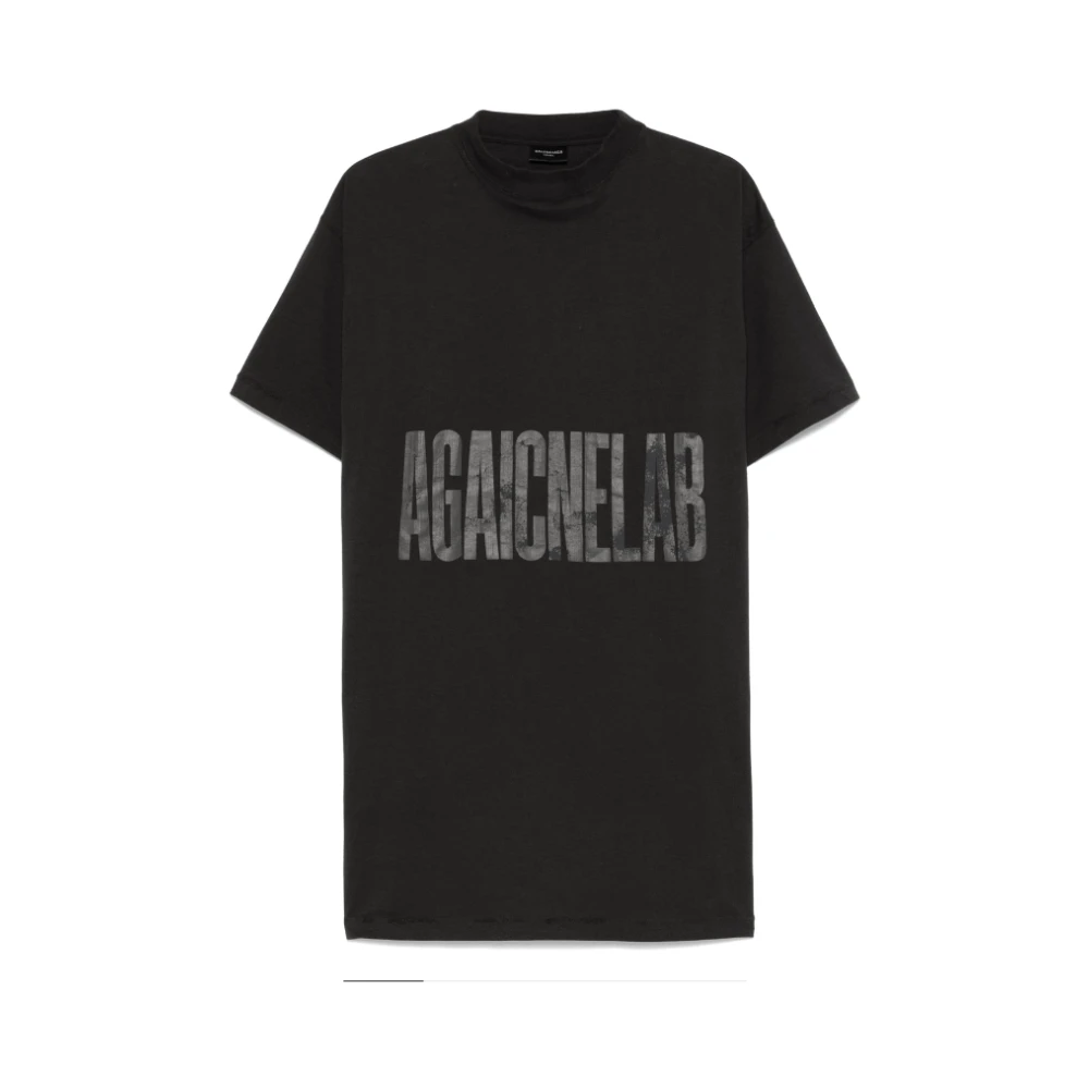 Balenciaga Zwarte Katoenen T-shirt met Logo Print Black Dames