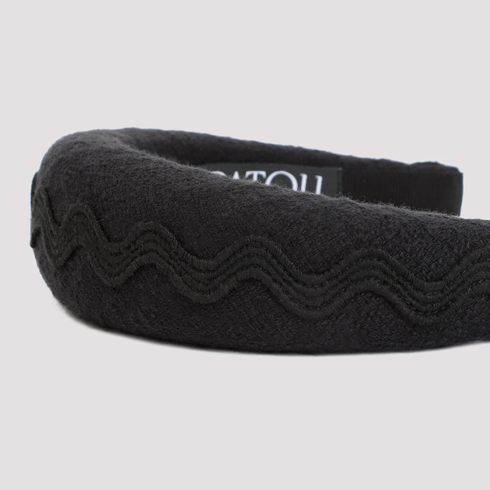 Patou Zwart katoenen hoofdband met geborduurde golven Black Dames