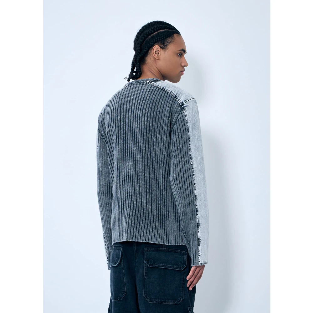 Diesel Rib Cardigan met Contrastpanelen Blue Heren