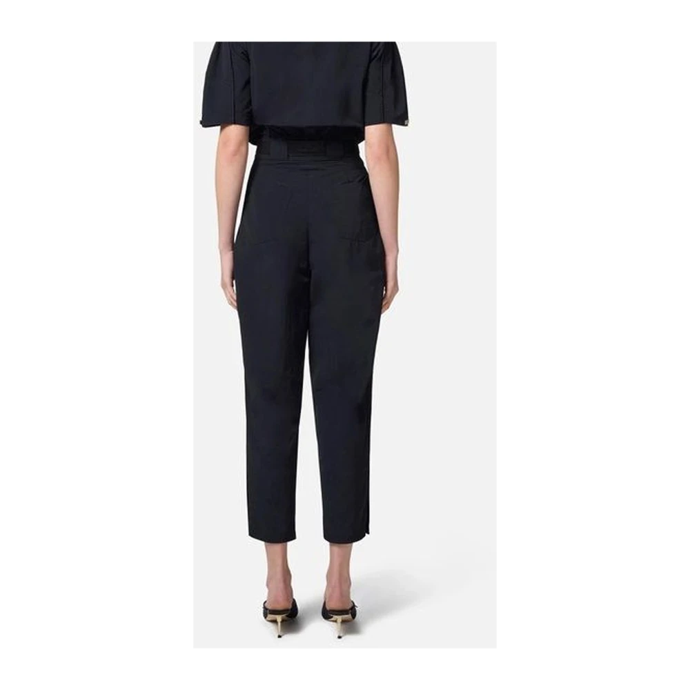 Elisabetta Franchi Zwarte Jas met Snap Gesp en Gouden Knopen Black Dames