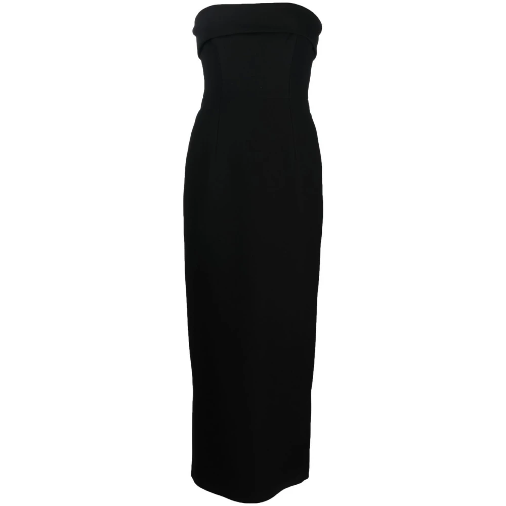 The New Arrivals Ilkyaz Ozel Zwarte mouwloze lange jurk met omslagdetail Black Dames