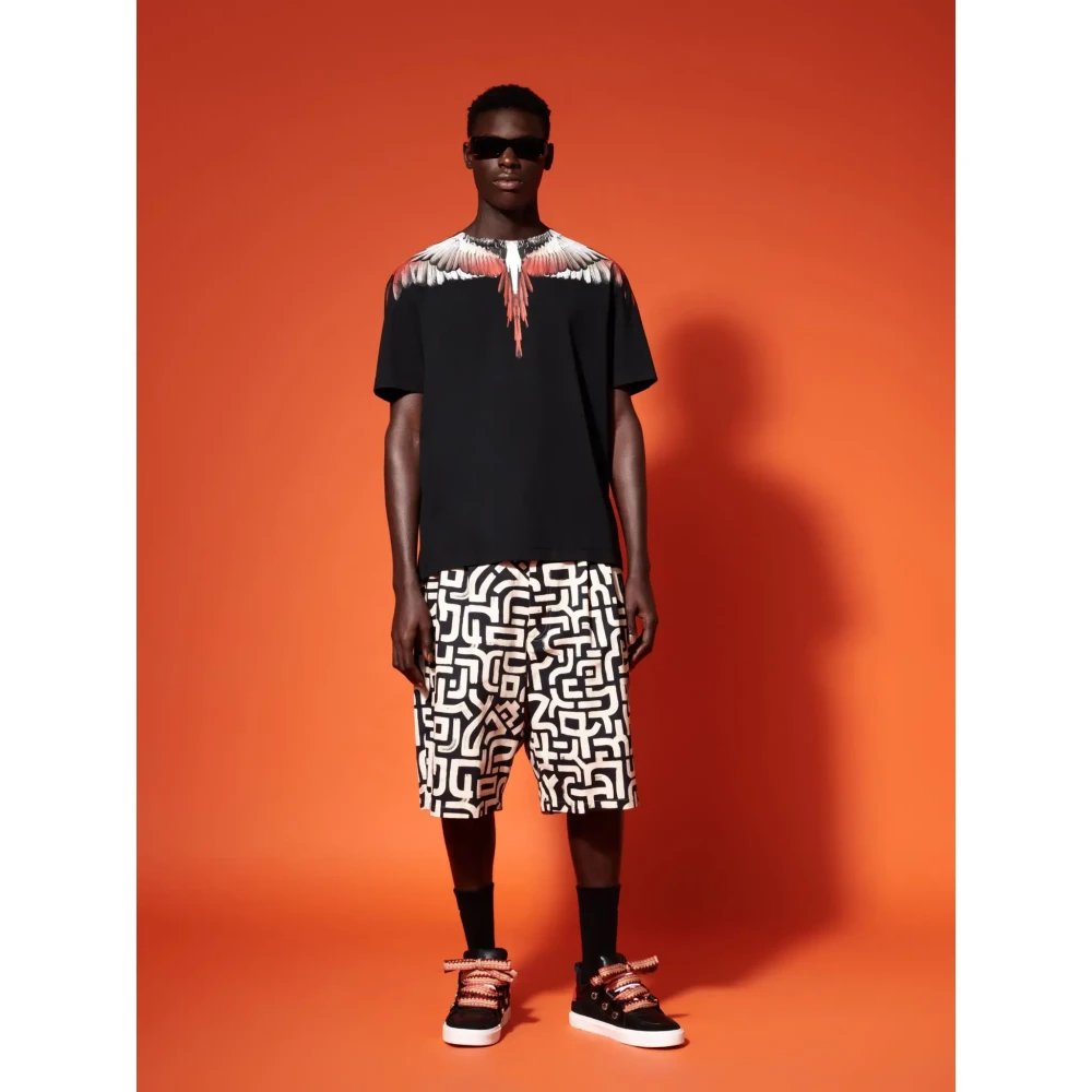 Marcelo Burlon Icon Wings T-shirt Zwart Koraalrood Black Heren