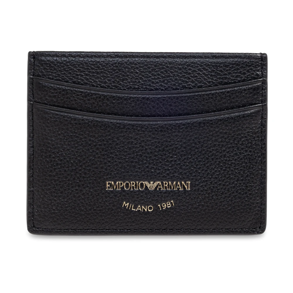 Emporio Armani Leather Card Holder - Female - Wallets & Cardholders - Black - One Size - Accessories