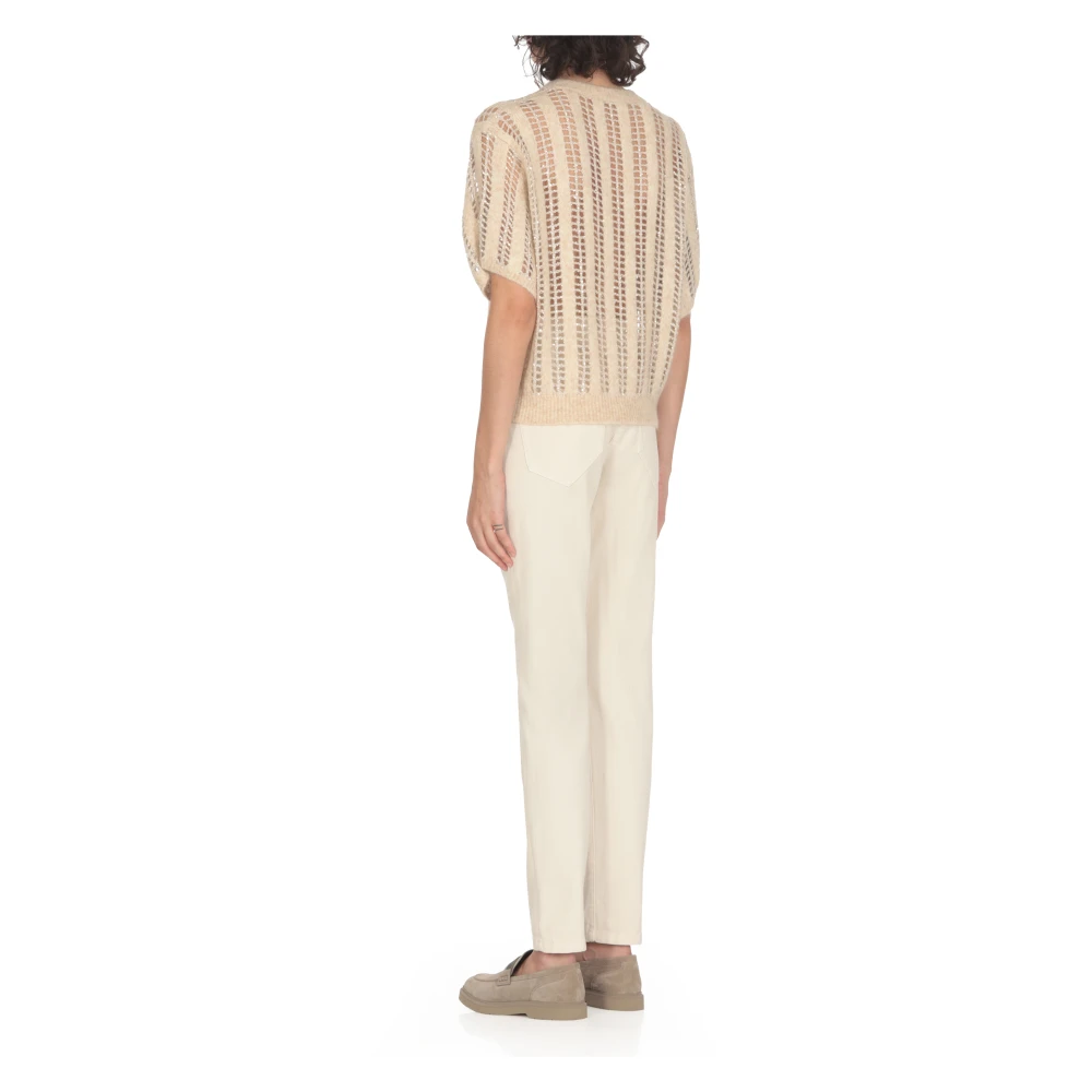 BRUNELLO CUCINELLI Beige Kant Trui Korte Mouwen Beige Dames