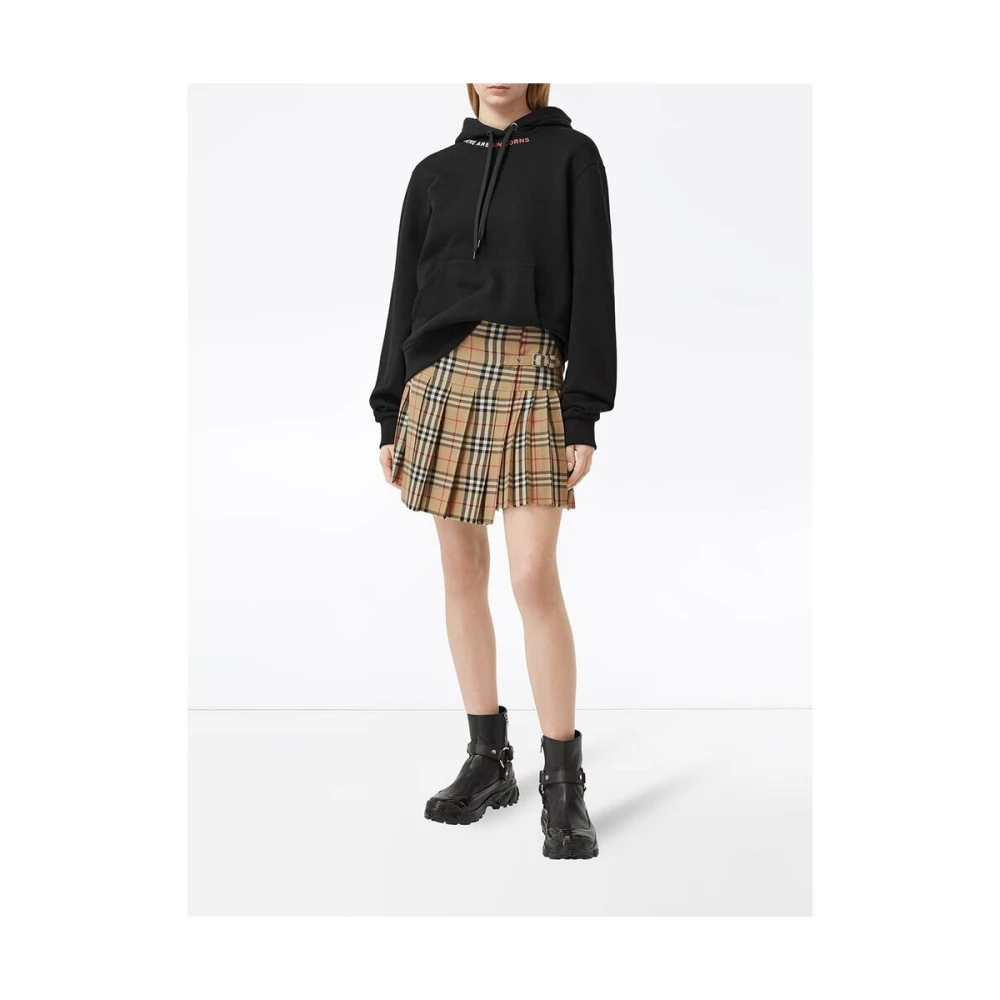 Burberry Vintage Check Wollen Rok Beige Dames